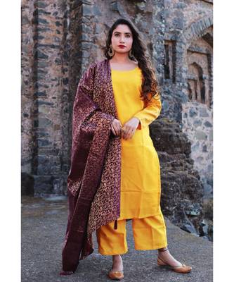 purple cotton Gandhaki kurti & culottes  with dupatta 2