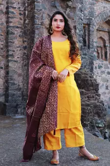 purple cotton Gandhaki kurti & culottes  with dupatta