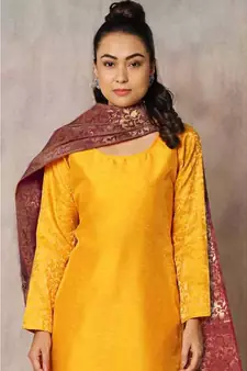 purple cotton Gandhaki kurti & culottes  with dupatta