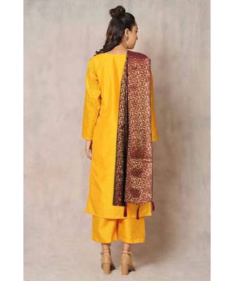 purple cotton Gandhaki kurti & culottes  with dupatta 4