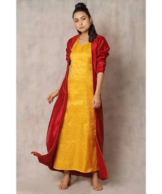 mustard cotton Calla lilly jacket with dress 3