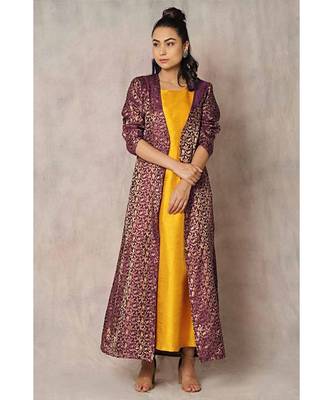 mustard cotton Zinnia jacket with dress 1