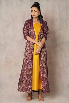 mustard cotton Zinnia jacket with dress
