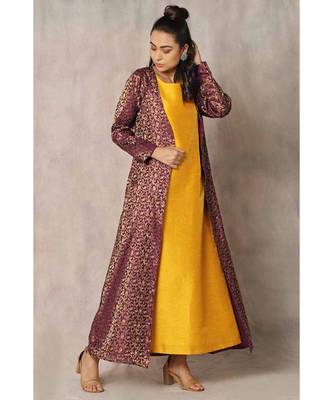 mustard cotton Zinnia jacket with dress 2