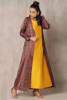 mustard cotton Zinnia jacket with dress