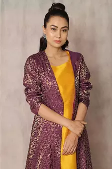 mustard cotton Zinnia jacket with dress