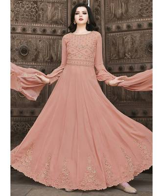 Light Peach Georgette top & bottom with dupatta 2