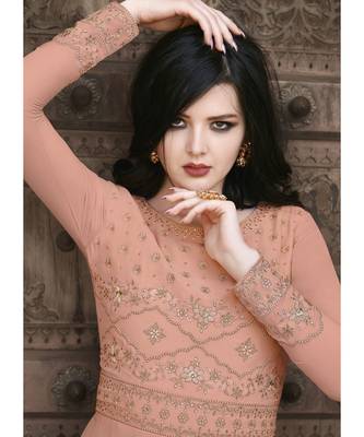 Light Peach Georgette top & bottom with dupatta 3