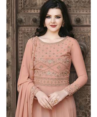 Light Peach Georgette top & bottom with dupatta 4