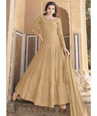 Cream Georgette top & bottom with dupatta 1