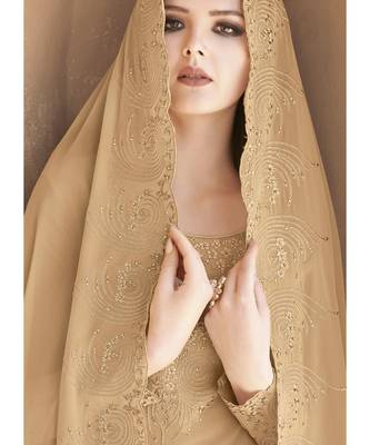Cream Georgette top & bottom with dupatta 4
