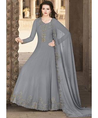 Grey Georgette top & bottom with dupatta 1