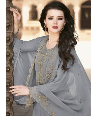 Grey Georgette top & bottom with dupatta 2