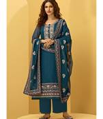 Embroidered Morpeach Faux Georgette Designer Palazzo Salwar Suit