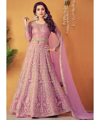 Light Lavender Net top & bottom with dupatta 1
