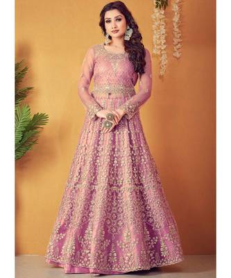 Light Lavender Net top & bottom with dupatta 2