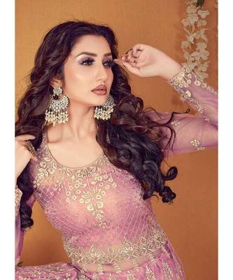 Light Lavender Net top & bottom with dupatta 3