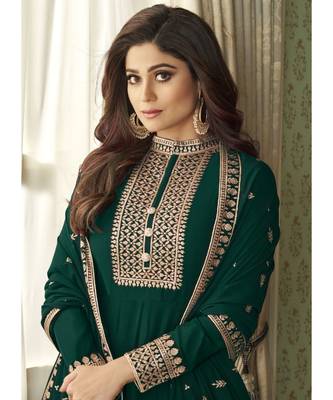 Dark Green Georgette Designer Party Wear Suit 2