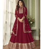  Shamita Shetty Dark Red Georgette Designer Party Wear Suit