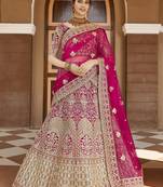 Stunning Pink Heavy Hand Work & Embroidered Velvet Bridal Lehenga