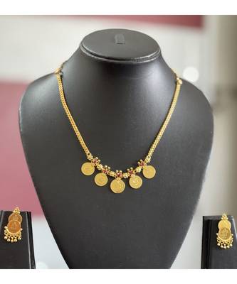 Beautiful Gold Tone Ruby Lakshmi Coin Designer Necklace _DJ24953 1