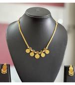Beautiful Gold Tone Ruby Lakshmi Coin Designer Necklace _DJ24953