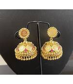 Beautiful Gold Tone Lakshmi Coin Ruby Jhumkka  DJ32058