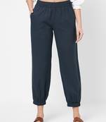 Blue plain cotton trousers
