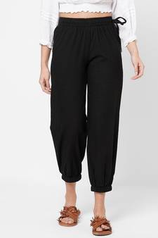 Black plain cotton trousers