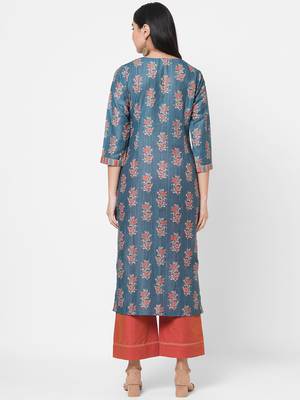 Blue embroidered viscose ethnic-kurtis 2