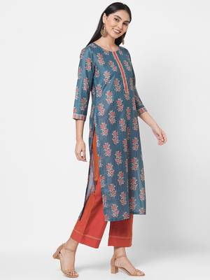 Blue embroidered viscose ethnic-kurtis 3