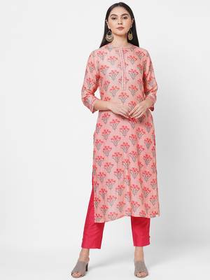 Pink embroidered viscose ethnic-kurtis 1