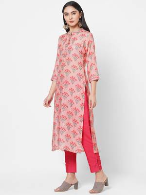 Pink embroidered viscose ethnic-kurtis 4