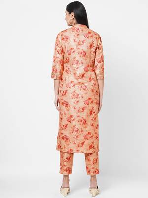 Beige embroidered chanderi ethnic-kurtis 2