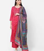 Pink zari silk blend salwar