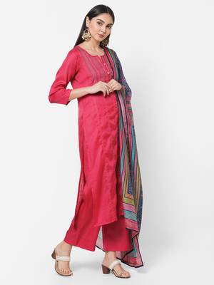 Pink zari silk blend salwar 3