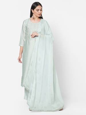 Blue mirror chanderi salwar 1