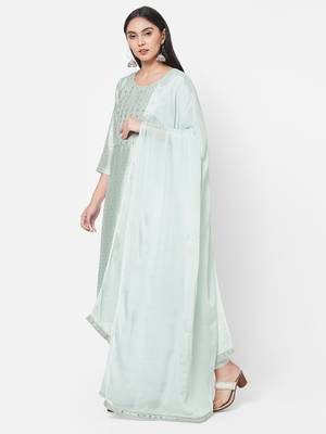 Blue mirror chanderi salwar 4