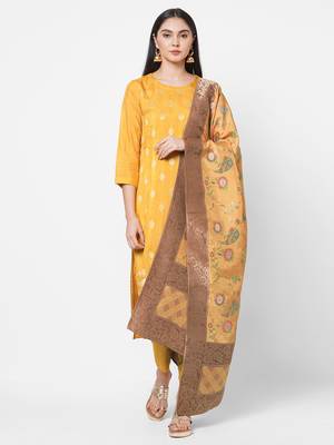 Yellow zari silk blend salwar 1