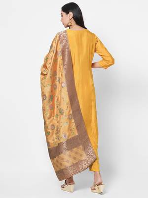 Yellow zari silk blend salwar 2