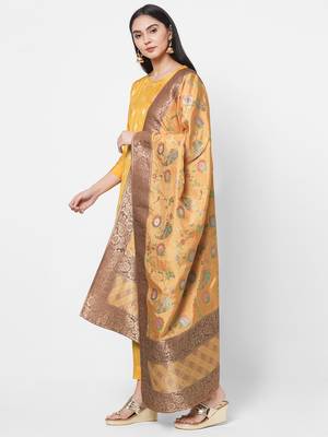 Yellow zari silk blend salwar 4