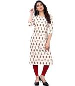 White printed crepe kurtas-and-kurtis