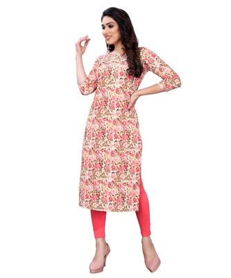 Peach printed crepe kurtas-and-kurtis 1