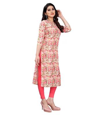 Peach printed crepe kurtas-and-kurtis 2