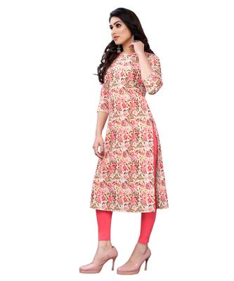 Peach printed crepe kurtas-and-kurtis 3
