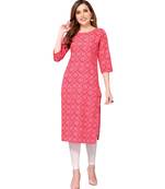 Pink printed crepe kurtas-and-kurtis