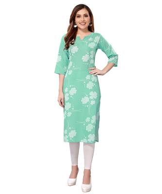 Teal-green printed crepe kurtas-and-kurtis 1