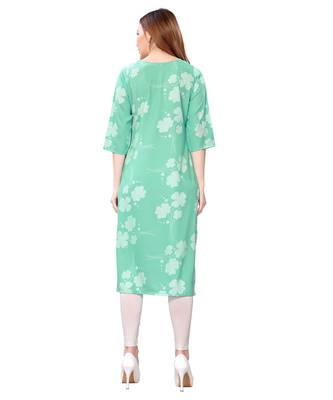 Teal-green printed crepe kurtas-and-kurtis 4