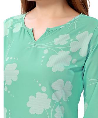Teal-green printed crepe kurtas-and-kurtis 5