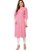 Light-pink printed crepe kurtas-and-kurtis